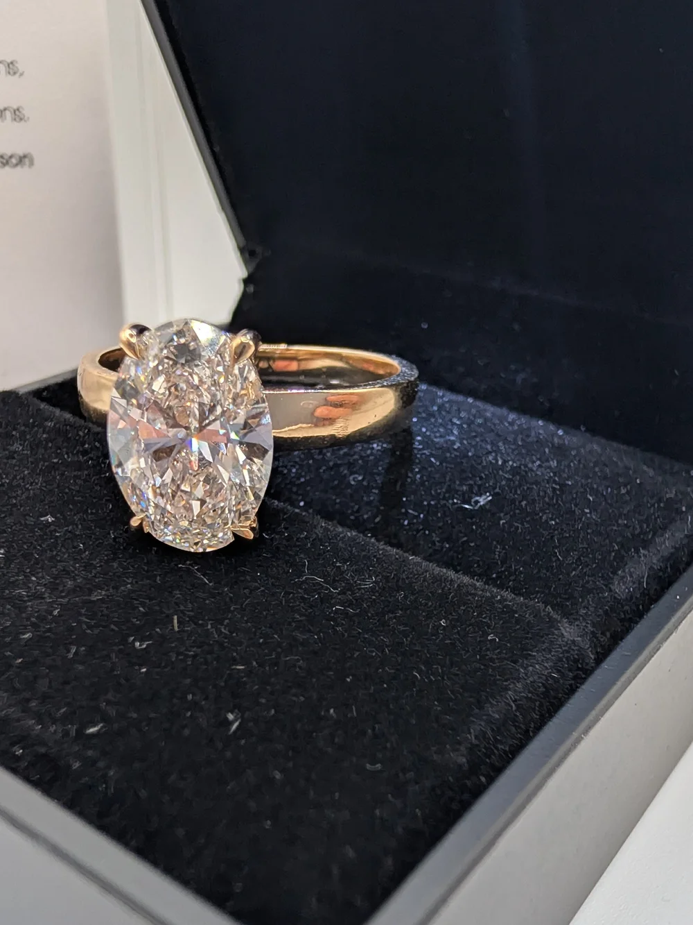 2.58 CT Oval Lab Diamond Ring IGI Certified F VS1 14K Gold Hidden Halo Cigar Ban